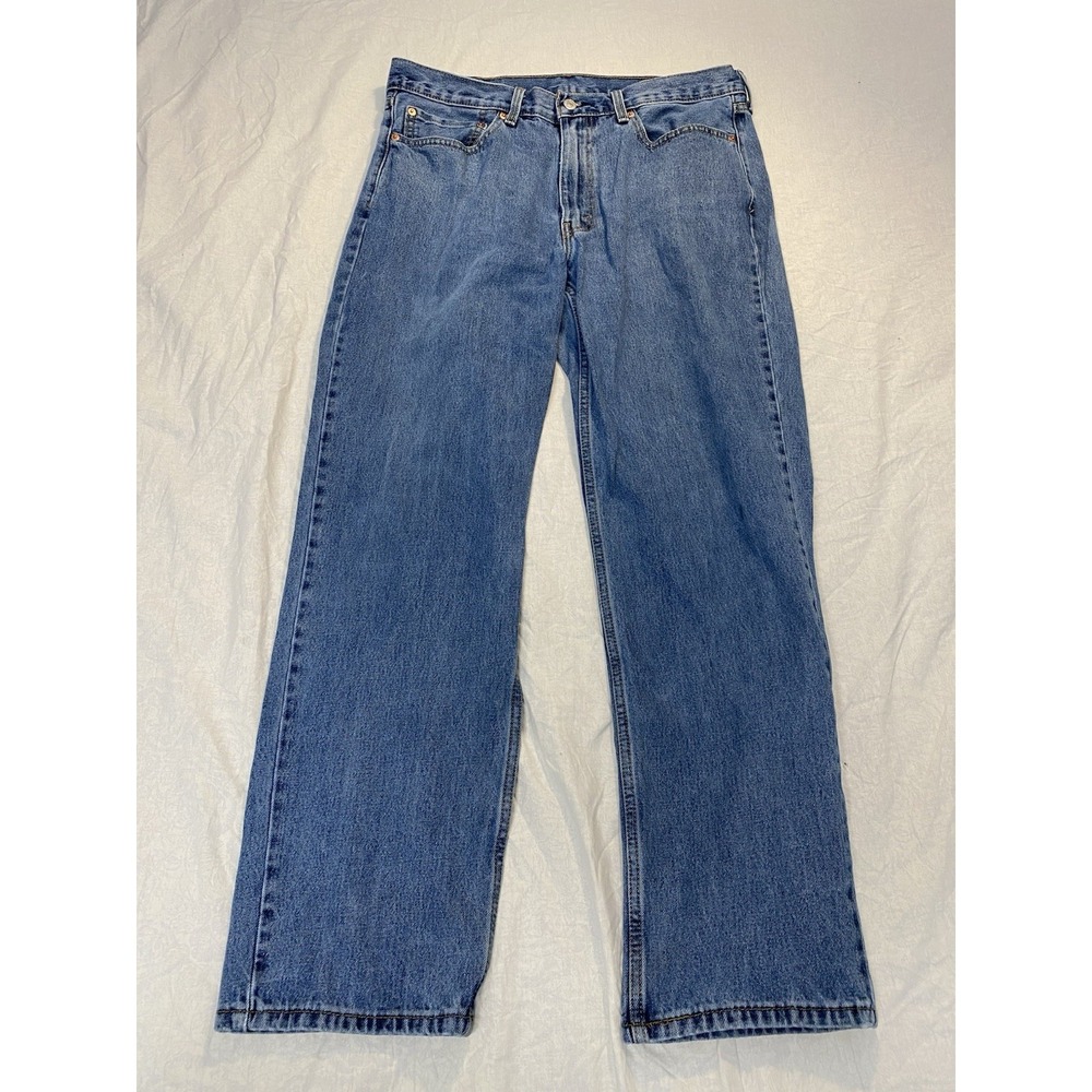 Levi's 550 Relaxed Fit Jeans 36x32 Light Wash Denim Red Tab Distressed See Pics